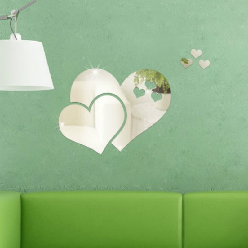 Pegatina de pared para espejo DIY, 3D pegatina de corazones, Mural de arte extraíble para habitación, decoración del hogar, espejo