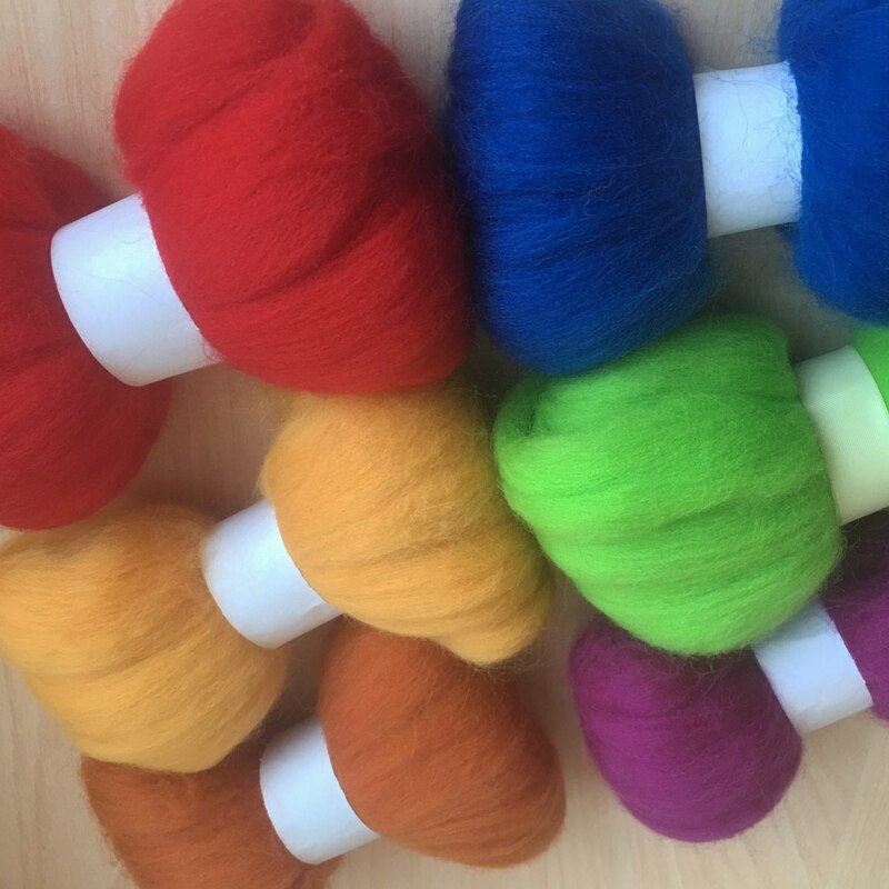 WFPFBEC 70S DIY lana merino wool fibre roving for needle felting kit crafa feutrine naaldvilten wolvilt 20G/COLOR 6colors