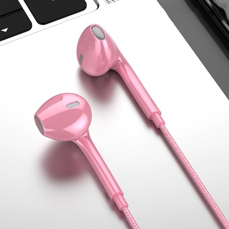 Bass Stereo Mobile Trasduttore Auricolare Metallico 3.5 In-ear Sport Auricolari con Microfono Auricolare a Filo Del Telefono Auricolare Musica Corsa E Jogging Auricolari: pink