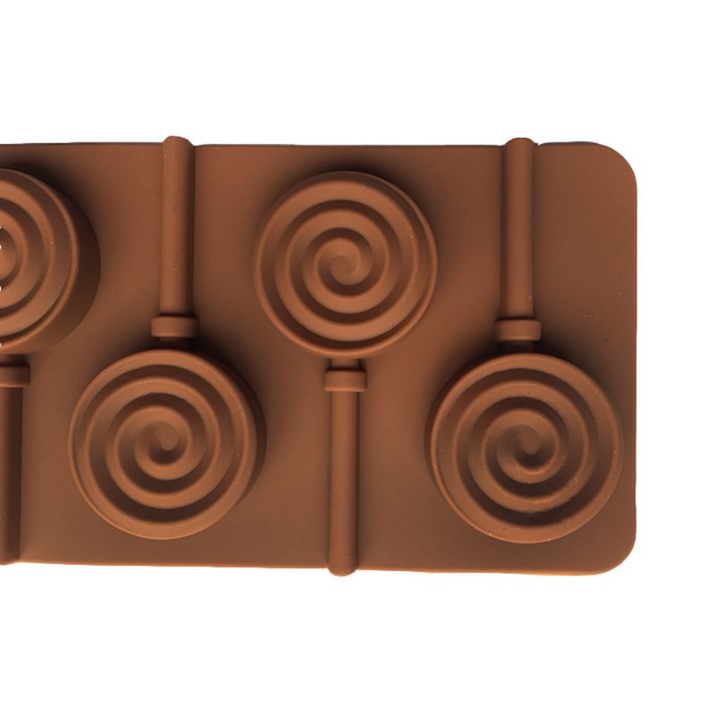 6- hulrum gør-det-selv rund spiral hvirvelform 3d silikone slikkeform slik chokolade gummiagtig fondant form slikform