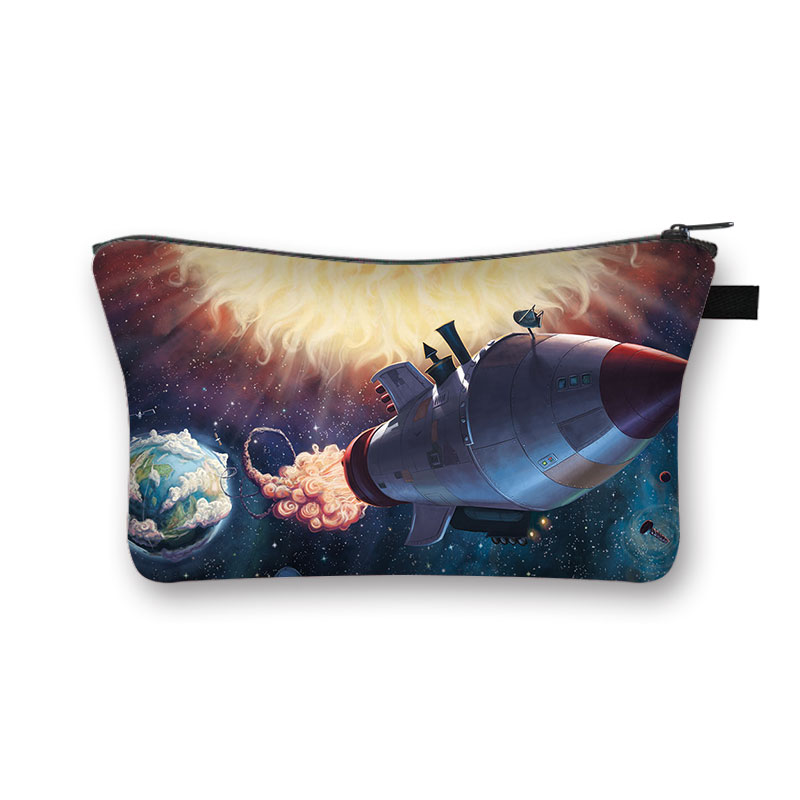 Astronauta/Spaceship kosmetyczka gwiaździsta noc Galaxy chłopcy dziewczęta kosmetyczki szminka etui damskie przenośne Mini portfel: shzbmarscw07