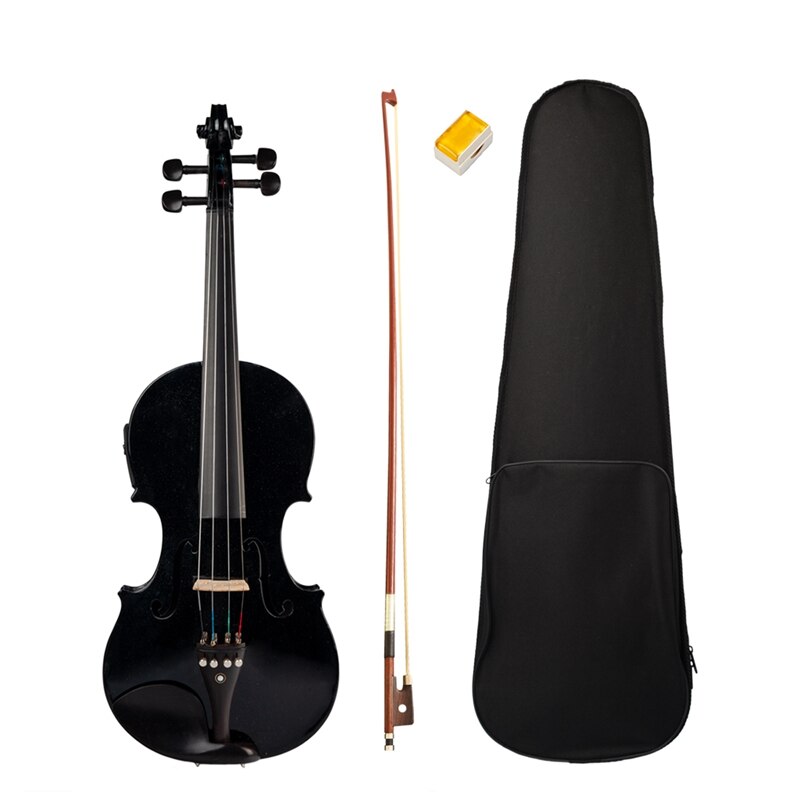 4/4 Full-Size Viool Viool Geluid En Elektrische Viool Massief Houten Body Ebbenhout Accessoires Zwarte Elektrische Viool: Default Title