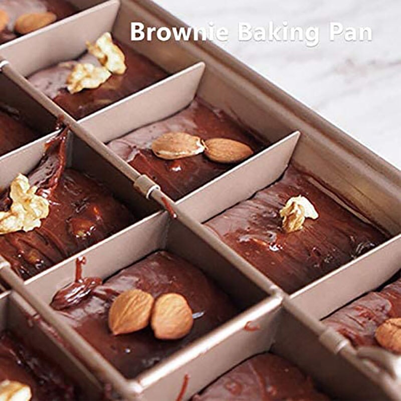 Brownie Pan with Dividers,Non-Stick Edge Brownie Pans,Bakeware Cutter Tray Molds Square Cake Fudge Pan for Oven Baking
