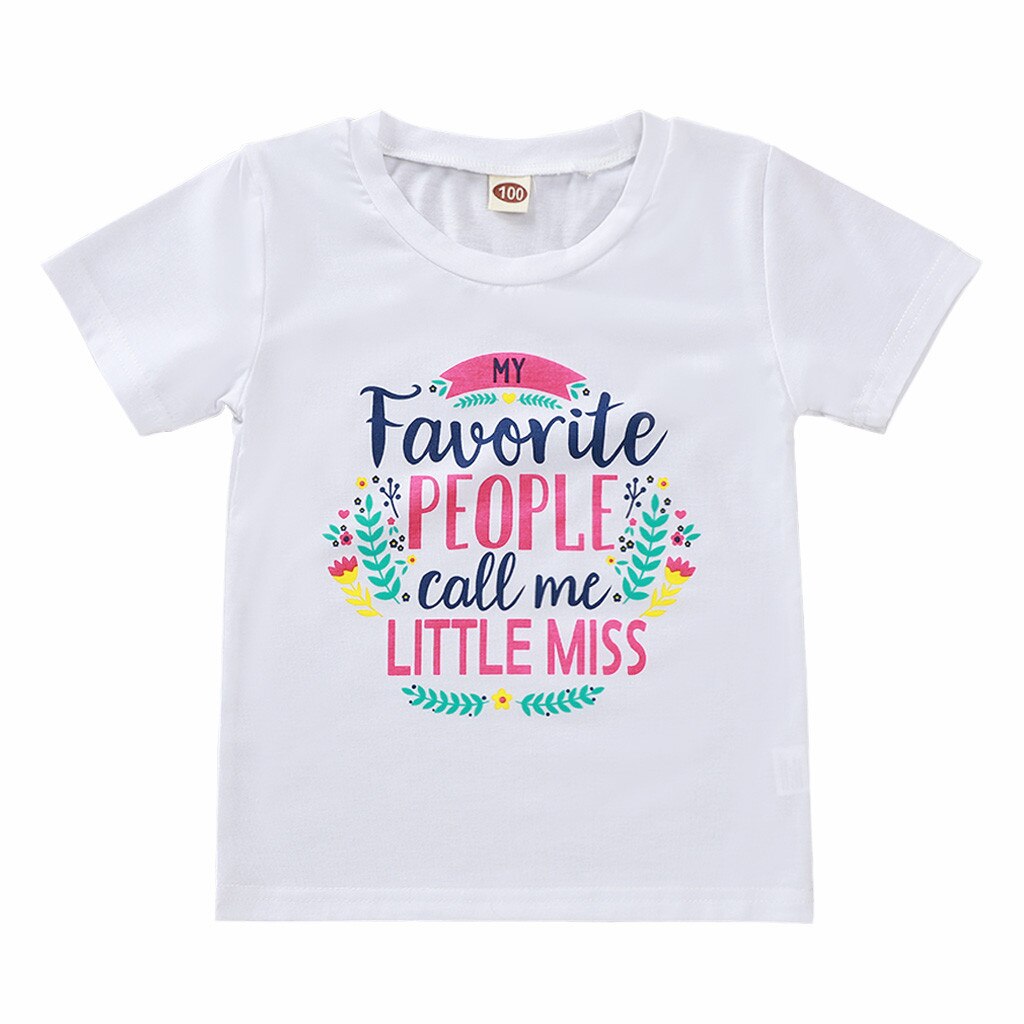 Zomer Baby Meisjes T Shirts Korte Mouwen T-shirts Meisje Top Meisjes Korte Mouw Brief Afdrukken T-shirts Tops Zomer Kleding # P30: 24M