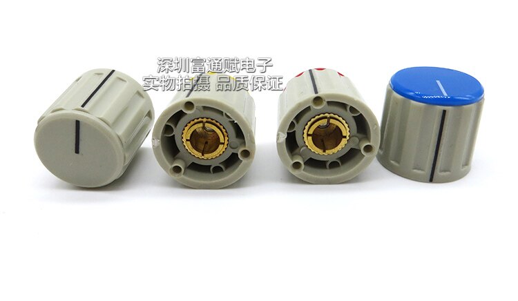 5 sztuk gałka przełącznik potencjometru kapturek przełącznika 110E etui z klapką śruba blokująca czerwony żółty niebieski szary otwór wewnętrzny 6. 4MM otwór wewnętrzny