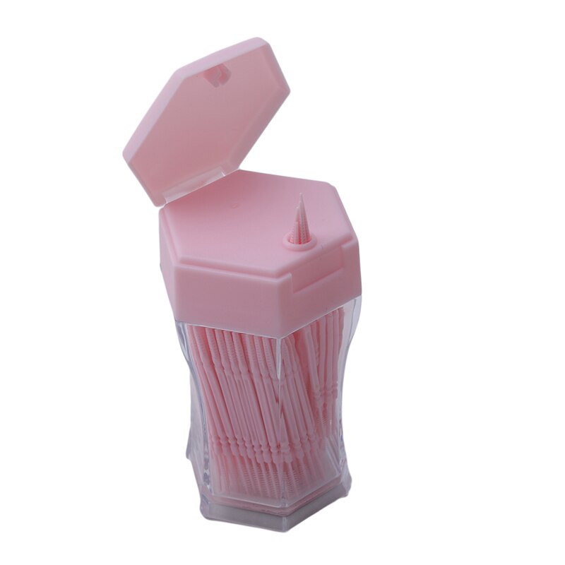 200 Stks/set Zacht Plastic Dubbele Kop Geborsteld Tandenstoker Oral Care 6.2 Cm Meerdere Kleur Vonvenient tandenstoker: Pink