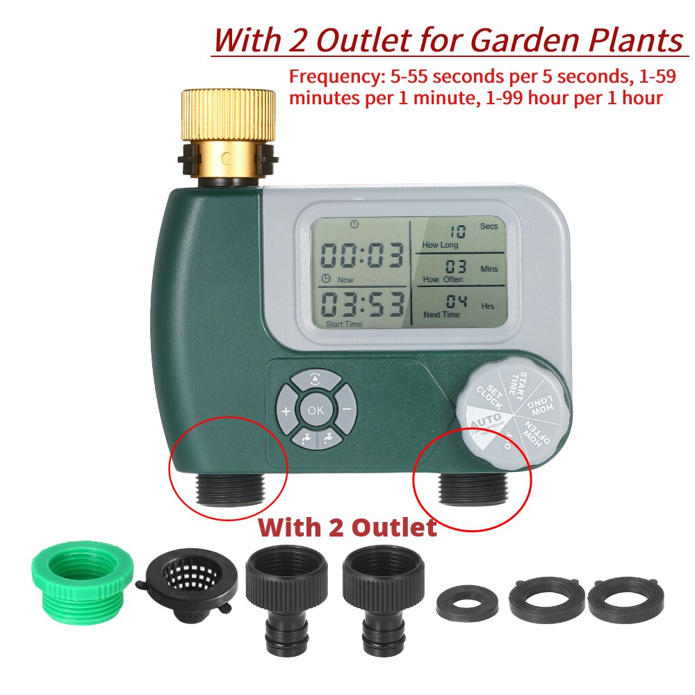 Garden Watering Timer Automatic Electronic Watering Timer Digital Irrigation Controller System Water Timing Irrigation In Garden: TYPE 3 2-Outlet