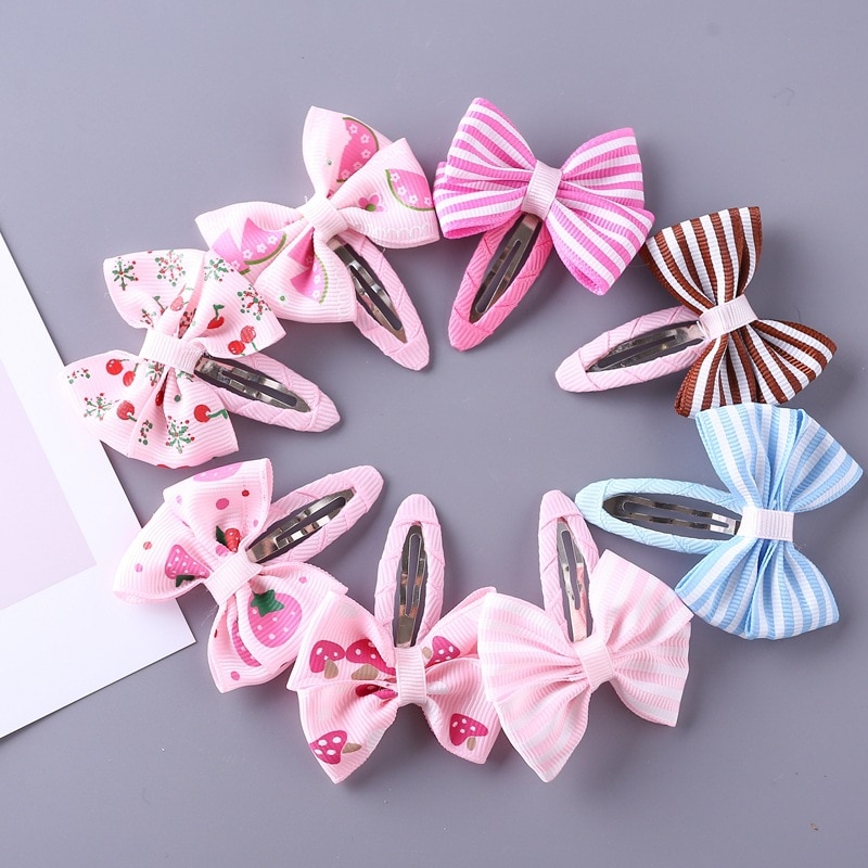 8 Uds Clips de pelo bebé rayas Bowknot niños broche sombreros de bebé de accesorios para el cabello niñas horquillas