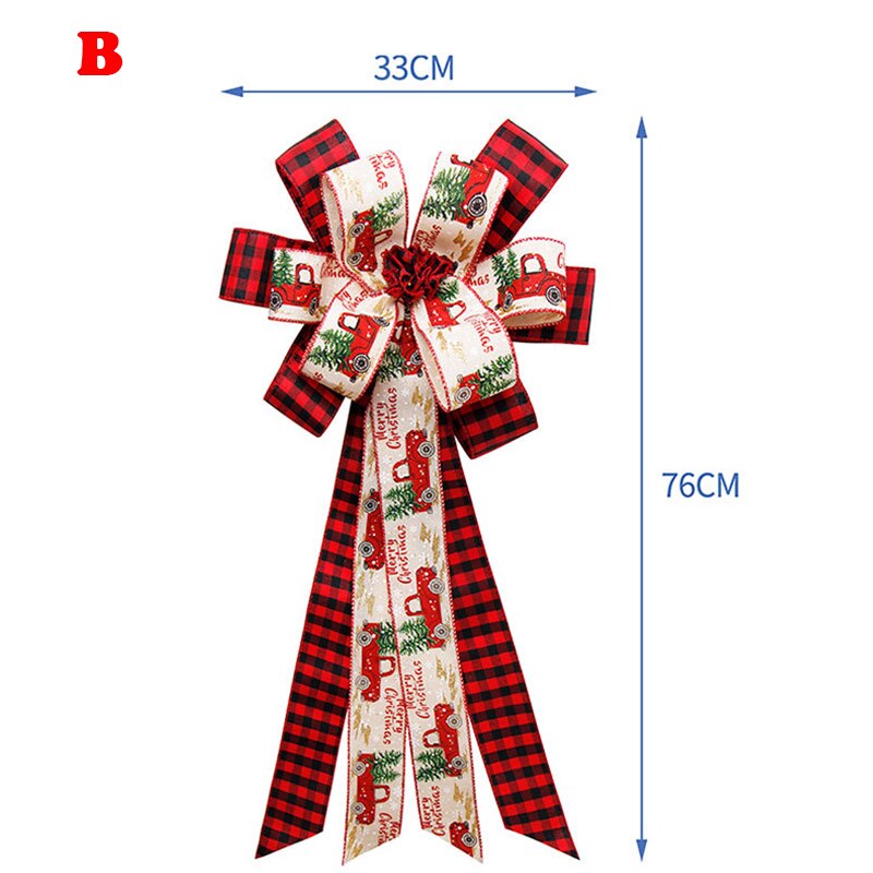Grand nœud décoratif en lin pour sapin de noël, grand nœud rouge, fait à la main, pour emballage de boîte, pour fête du nouvel an et mariage: b