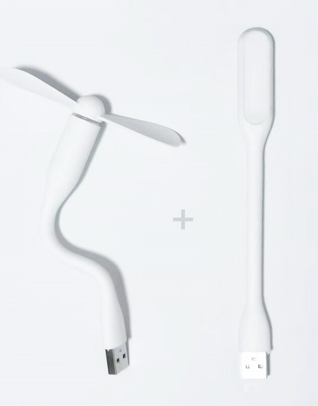 Mini Flexible Bendable USB Fan and USB LED Light Lamp USB Gadgets hand fan night light For Power Bank PC for Laptop: White