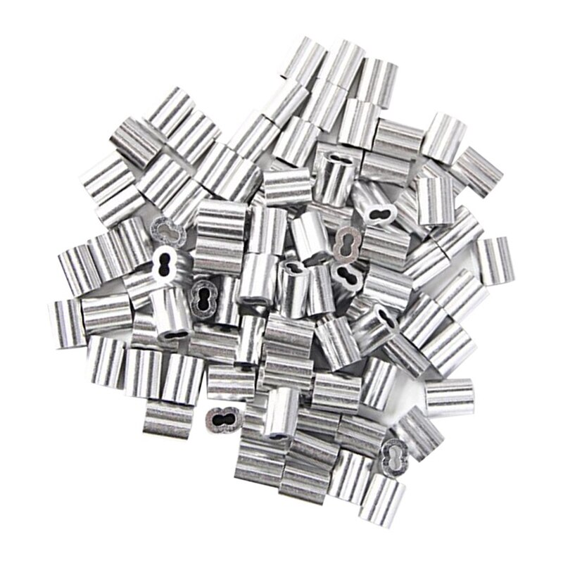 100Pcs 2.5mm Wire Rope Sleeves Clip Cable Crimps & 120 Pcs Crimping Loop Sleeve 2mm Diameter Wire Rope and Cable