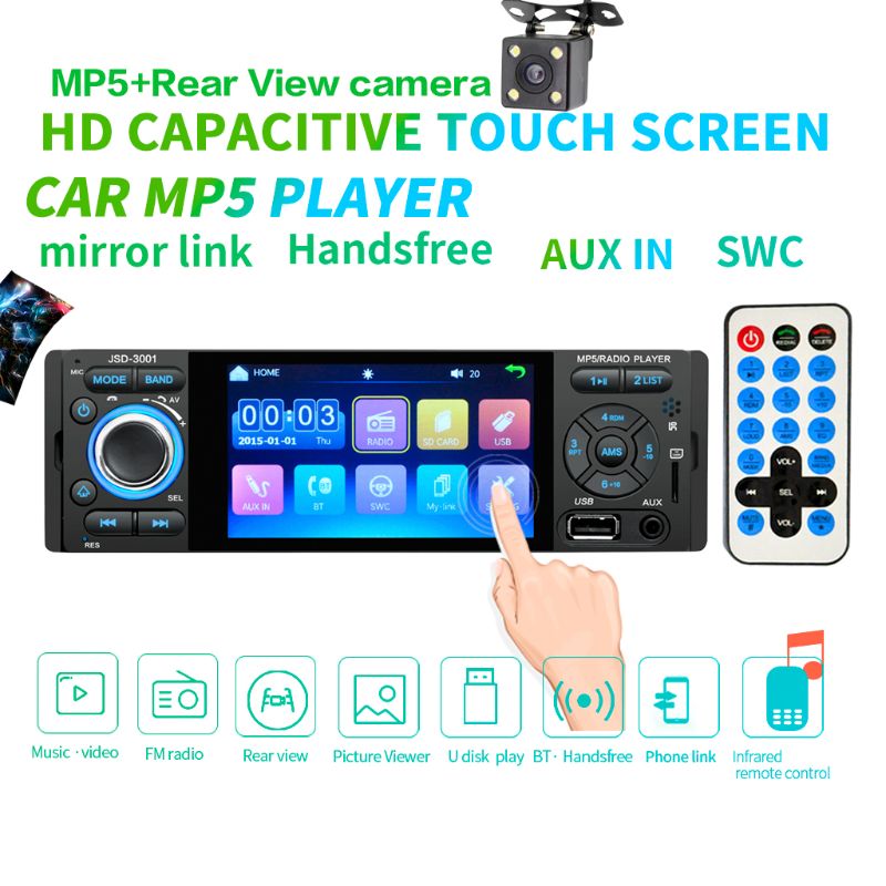 Car Radio 1din 4inch touch screen Autoradio Bluetooth Stereo JSD-3001 12V