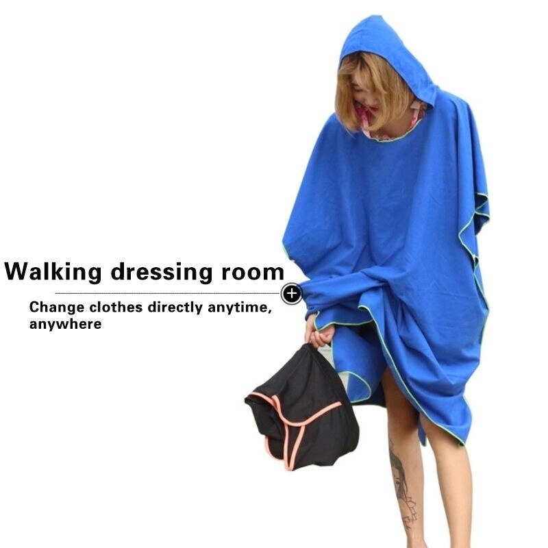 Spiaggia Ad Asciugatura Rapida Cambiare Accappatoio Telo da bagno tutto'aperto per Adulti Telo Da cavalla con Cappuccio poncho Delle Donne Accappatoio Asciugamani costume Da Bagno Mantello Spille