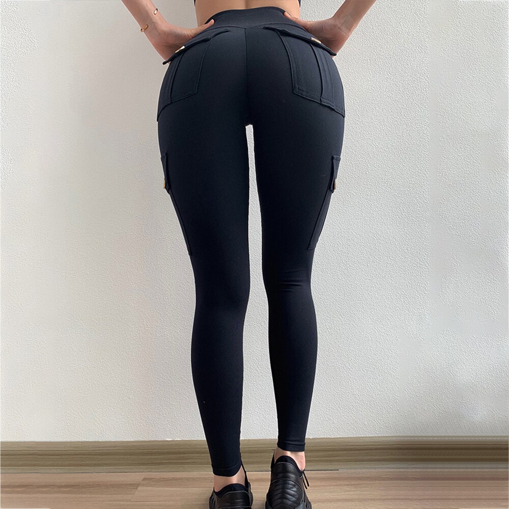 Women's High Waist Leggings - Four Pockets, Stretchy, Push-Up, Zipper Fly, Casual Fitness