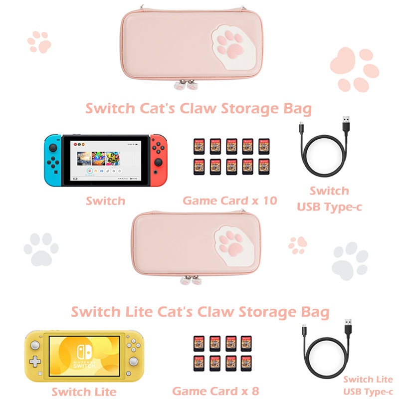 Nintend Switch Case Cat Claw CP Storage Bag NS Silicone Hard Shell Cover Box For Nintendo Switch Lite Game Console Accessories