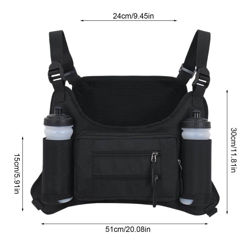 Laufbrust packung für Männer Multi-Pocket-Aufbewahrung tasche Westentasche Brust packung Outdoor-Trainings weste mit Wasser flaschen tasche für den Sport: schwarze farbe