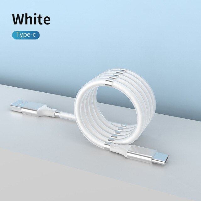 Magic Rope Magnetic 5A Data Cable Micro USB Type C Superfast Charging Cord For Huawei P50 Lite Samsung S21 Xiaomi Mi USB-C Wire: Type C White