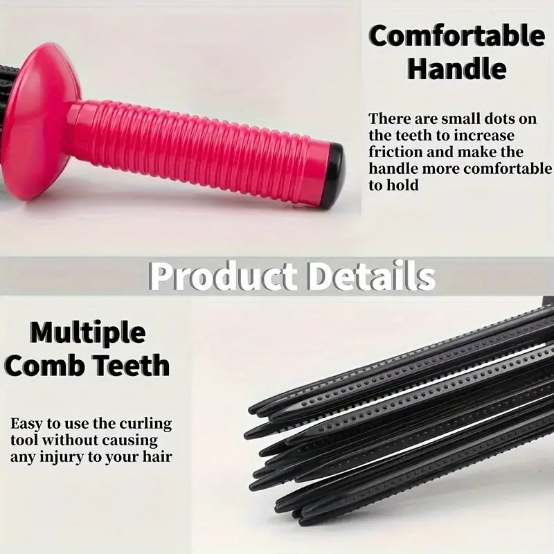 Peigne en rouleau de friser moelleux pour bigoudi, avec antidérapante, outils de coiffure professionnels pour boucles volumineuses, 1/2 pièces