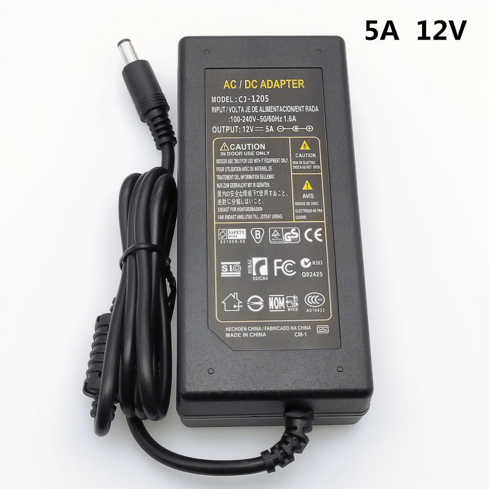 12V5A AC 100 V-240 V 60W Converter power Adapter DC12V 5A 2.1mm-2.5mm * 5.0mm DC Plug Voeding Adapter