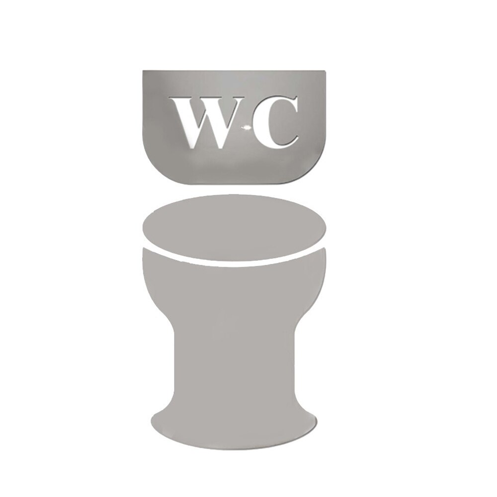Wc / toalett spegel klistermärke dörrskylt avtagbar väggdekal akryl hem badrum dekoration espelho adesivo: Wc silver