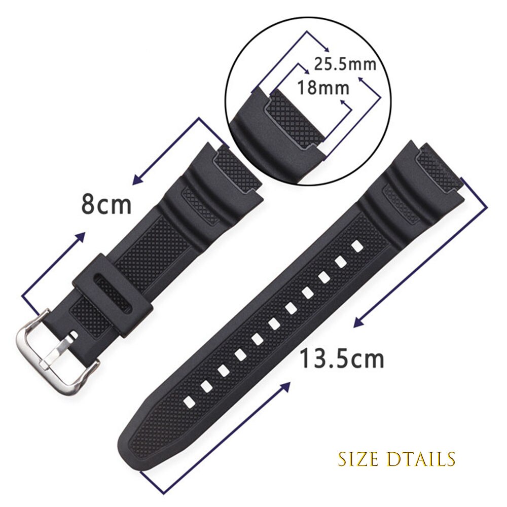 Replace applicable Casio Watch Strap ae-1000w / aq-s810w watch strap with 18mm convex rubber strap