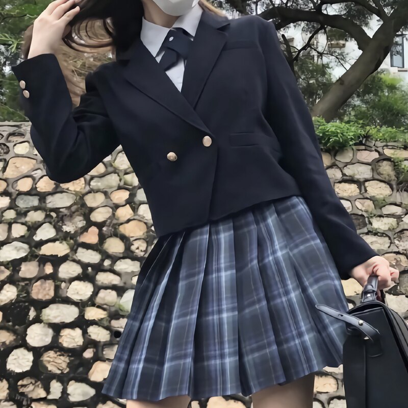 Chaqueta Formal japonesa de manga larga para mujer, traje corto con bolsillos para chica, abrigo, uniformes de escuela secundaria JK, 2 colores