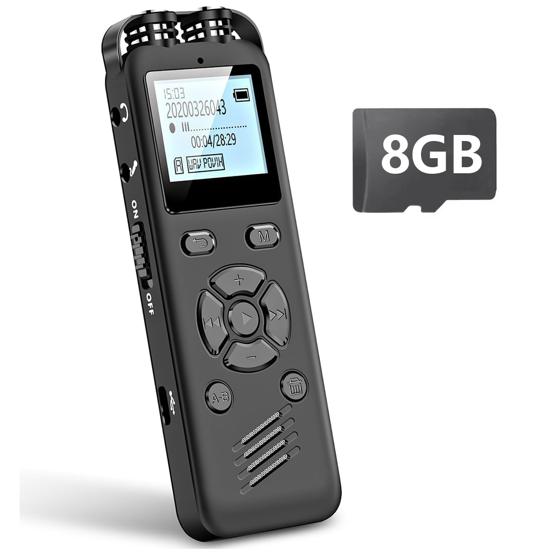 Digitaler Diktiergerät, 64 GB, Diktiergerät mit Wiedergabe und sprachaktivierten Rekordern, Diktiergerät, Audio-: dunkel Grau