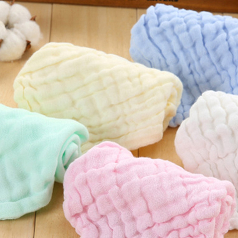 Toalla pequeña de 25x50cm, toallas de algodón de gasa suave de Color sólido, toalla facial plegable lavable para niños, pañuelo de secado rápido para baño
