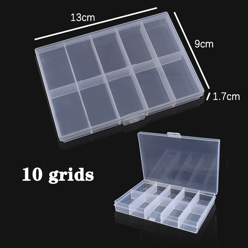 Caja de joyería de plástico, organizador con ranura de 10/15/24 compartimentos, contenedor de cuentas de almacenamiento, caja de almacenamiento de joyería ajustable, caja rectangular: Gris