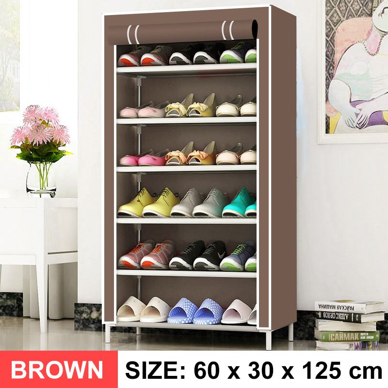 5/7/10 schicht Schuh Gestell Abnehmbare Staubdicht Vlies Stoff Schuh Schrank Hause platzsparende Stehen Halfter Schuhe Veranstalter: 7 Schicht Braun