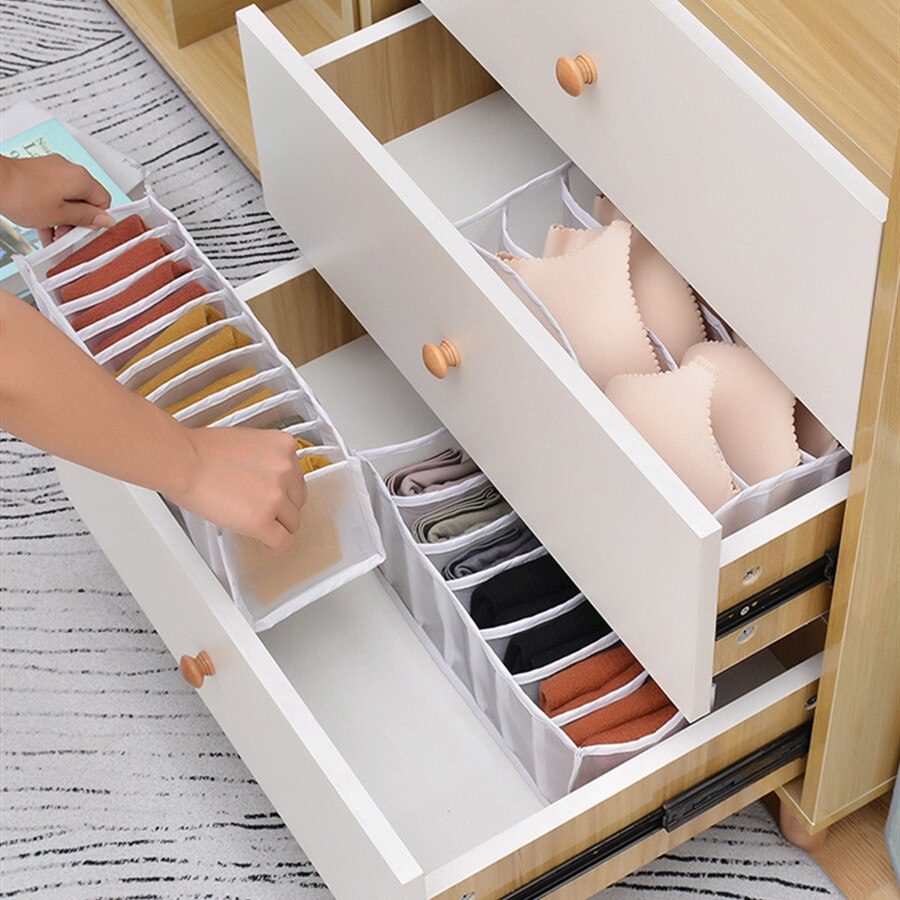 Bra Storage Boxes Underwear Clothes Organizer Drawer Nylon Divider Closet Storage For Folding Ties Socks Shorts Organiser