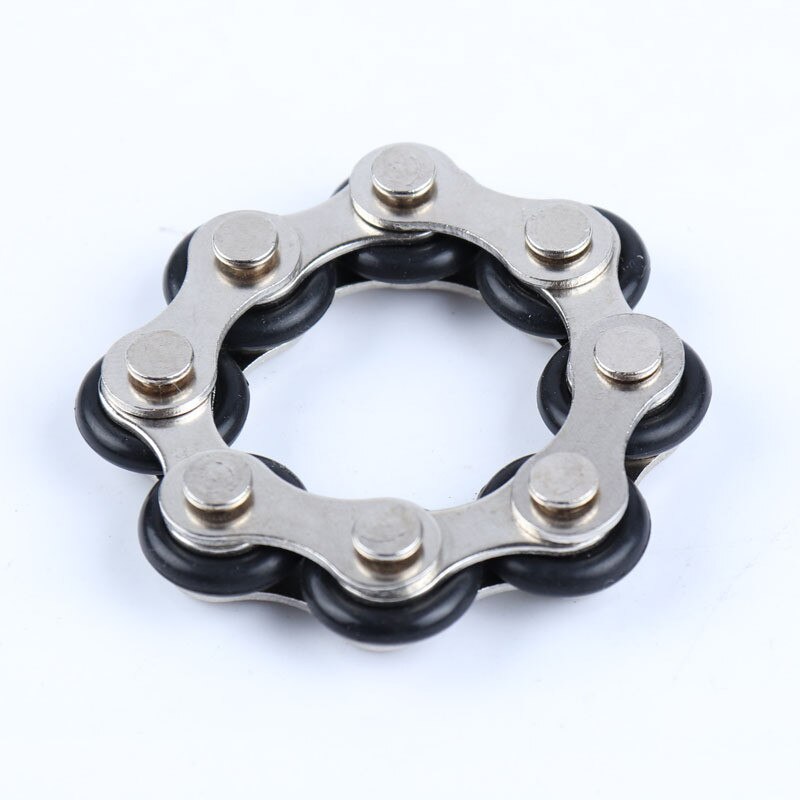 8/12 noeuds porte-clés chaîne Fidget jouet soulagement de la pression Stress chaîne en acier inoxydable vélo chaîne boucle porte-clés doigt jouet: 8 knots Black