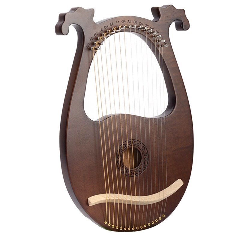 Lyre arpa, 16 cordas corpo em mogno, instrumento corporal de corda com chave de ajuste e cordas de reposição: Default Title