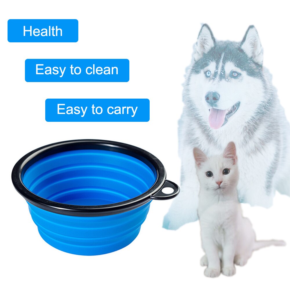 1 Uds 6 color plegable borde negro y el gato recipiente para mascotas beber tazón alimentación tazón de plástico al aire libre viajes colgar para comida