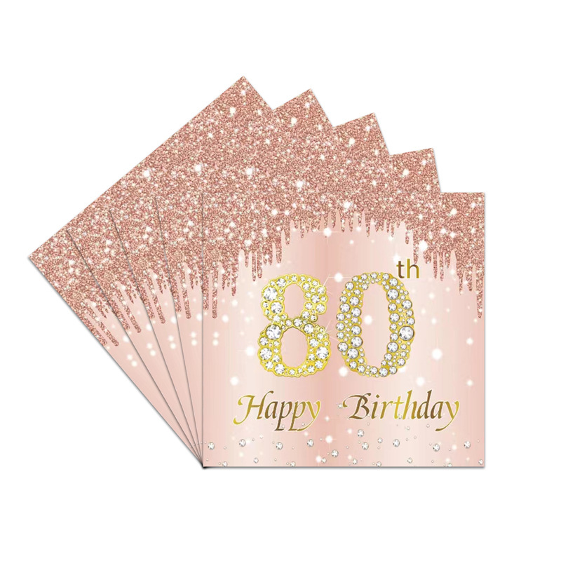20Pcs Birthday Napkins 18th 30th 40th 50th 60th Rose Gold Pink Birthday Women Paper Tissues Birthday Party Anniversary Decorat: Dark Khaki