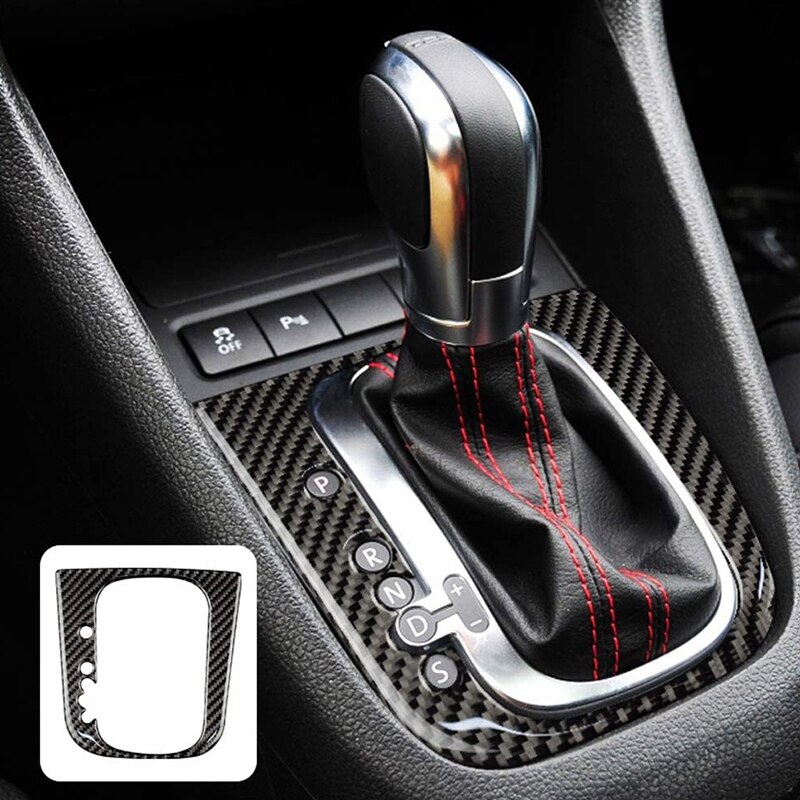 Cubierta de Panel de cambio de marchas de coche de fibra de carbono pegatina Interior embellecedora para Golf 6 MK6 Accesorios
