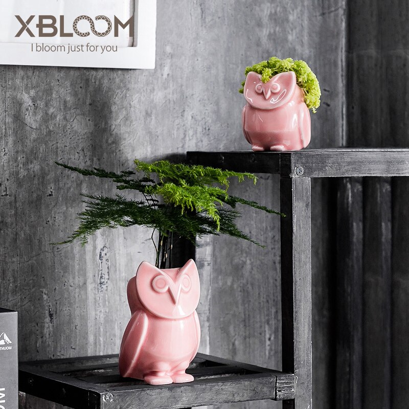 2 stuks/partij cartoon dieren uil keramische bloempot thuis tuinieren mini bloempot cartoon dieren bloempot plantentafel pot vaas