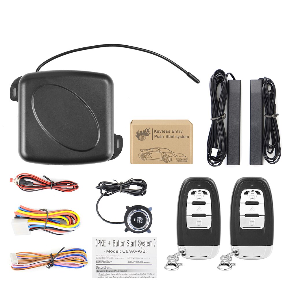 Auto Car Alarm Car Engine Push Start Button RFID Lock Ignition Starter Keyless Entry Start Stop Immobilizer Anti-theft System: D