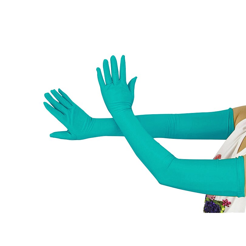 Ensnovo Adult Over Elbow 20 inch Stretchy Long Spandex Gloves Party Fancy Dressing Opera Cosplay Glove Sunscreen Gloves: Mint Blue