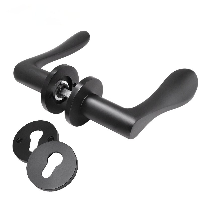 Marie Door Handle Lock Set For Interior Doors Modern Split Lock Cylinder With Keys Bedroom Bathroom Mute Door Handles Universal: Black Handle