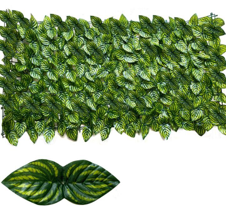 0.5*1m kunstige blade hæk hegn plast kunstige hængende vedbend diy væg altan indretning grønne blade haven baghave grønne: E