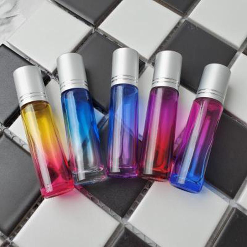 10ml gradient farve æterisk olie parfume flaske rullekugle tyk glas rulle på holdbar til rejse kosmetik beholder