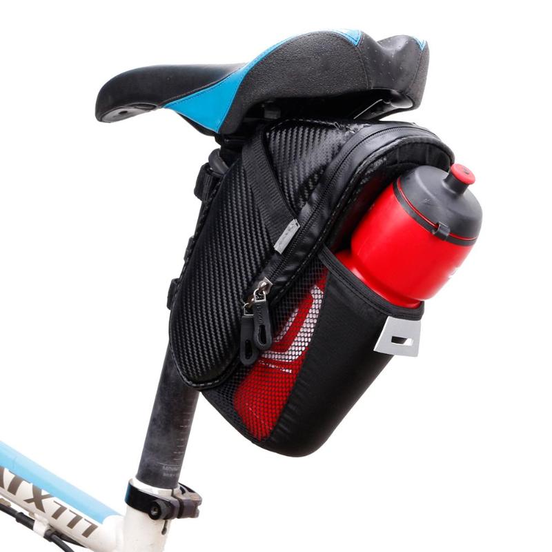 Bærbar cykeltasketaske med vandflaske lomme vandtæt mtb cykel bagtasker cykling bagsæde bagtaske cykeltilbehør