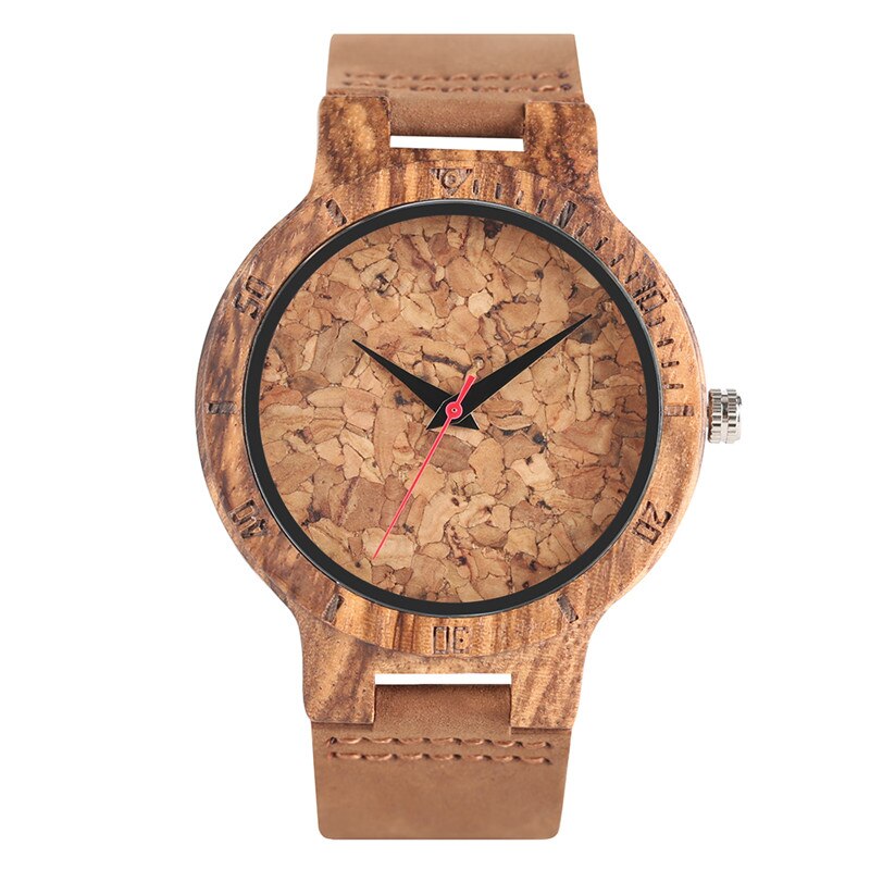 Reloj de madera natural con esfera de corcho de cerveza hecho a mano, reloj de pulsera de cuarzo Deco novedoso, para fanáticos del vino, masculino: Brown Strap 2
