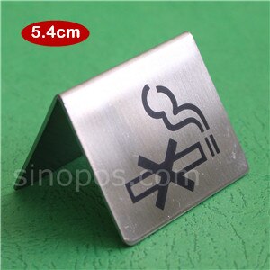 Steel No Smoking Sign, heavy metal table tent non smoke symbol double sided bar restaurant office notice display triangle stand: 5.4cm