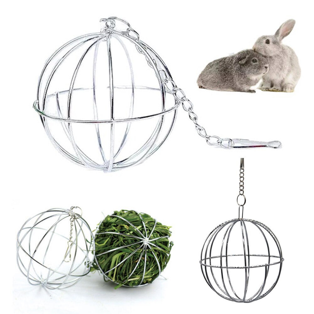 De acero inoxidable Pet conejo de juguete ronda esfera a prescindir de ejercicio colgando paja bola para Guinea cerdo Hamster rata