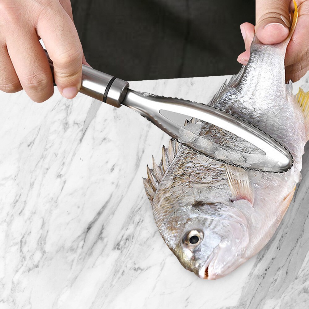 Fish Scale Scraper Stainless Steel Scale Planing Fish Bone Removal Forceps Hand-held Scraping Fish Processor Kitchen Accessories
