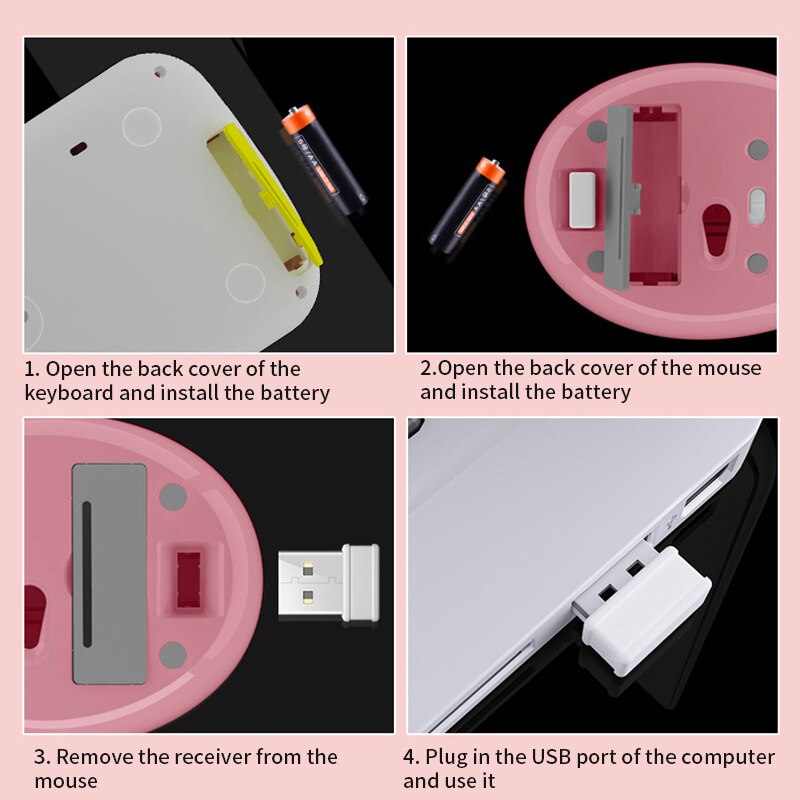 Wireless Blueteeth Keyboard Mouse Kit Steampunk 2.4G Wireless Mouse 1600DPI Position Retro Colorful 84 Round Keys Keyboard
