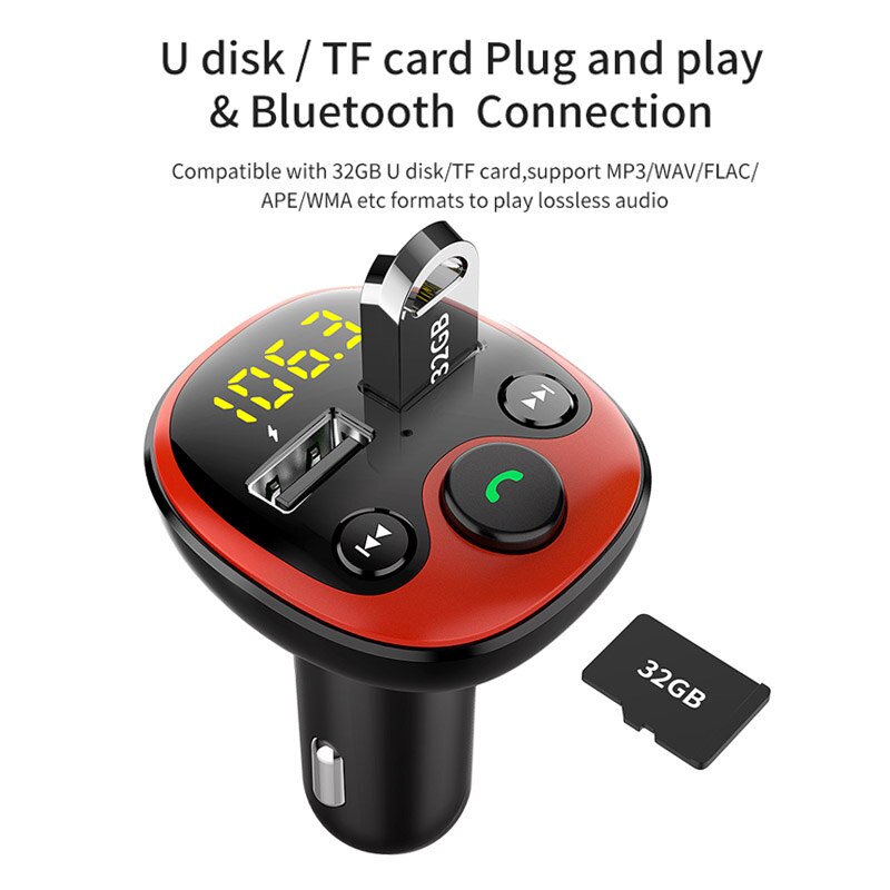 Bluetooth 5.0 Wireless FM Transmitter – MP3 Adapter & USB Car Charger Kit