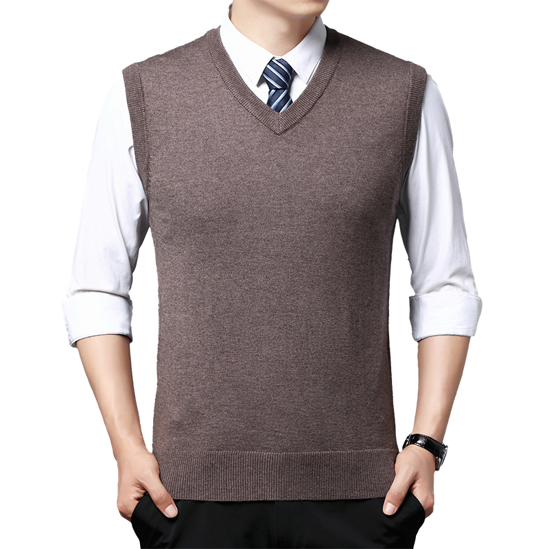 Lässige Pulloverweste für Herren, warm, bequem, Herbst- und Wintermode, Oberbekleidung: XL / Kakifarbig